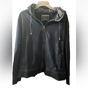 BARBOUR Womens Zip Hoodie Sweater UK 16 L Navy Black Cotton Pockets Comfort